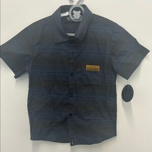 Black and Blue Striped Button-Up Shirt